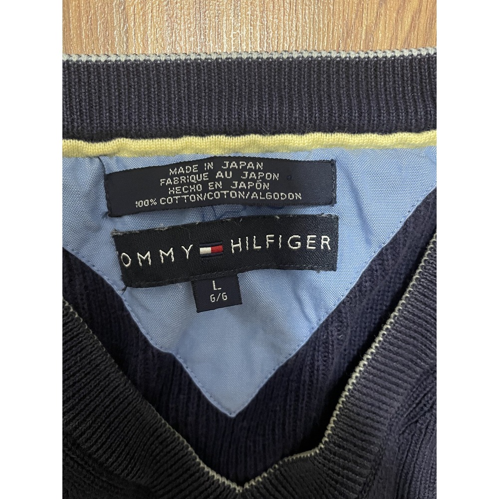 Tommy Hilfiger Sweater Vest Mens XL V Neck Knit Striped Preppy - Picture 9 of 9
